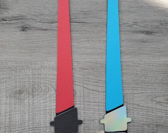 Lightsaber Decorations, Star Wars Birthday diecut cardstock wall decoration set red and blue 12"