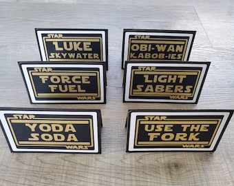Star Wars food tents, Star Wars Birthday party, Custom Food signs diecut cardstock set of 6 You choose