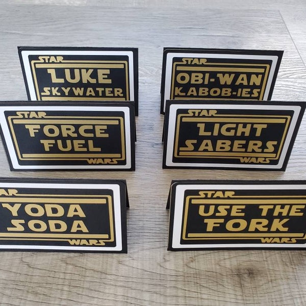 Star Wars food tents, Star Wars Birthday party, Custom Food signs diecut cardstock set of 6 You choose