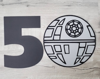 Star Wars Birthday decorations, Star Wars 50th, Death Star, 50th birthday, 40th Death Star numbers wall decor