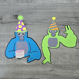 Gorilla Tag Birthday decorations,  Gorilla Tag wall decorations  set of 2, 1-sided , 11&quot; Choose colors