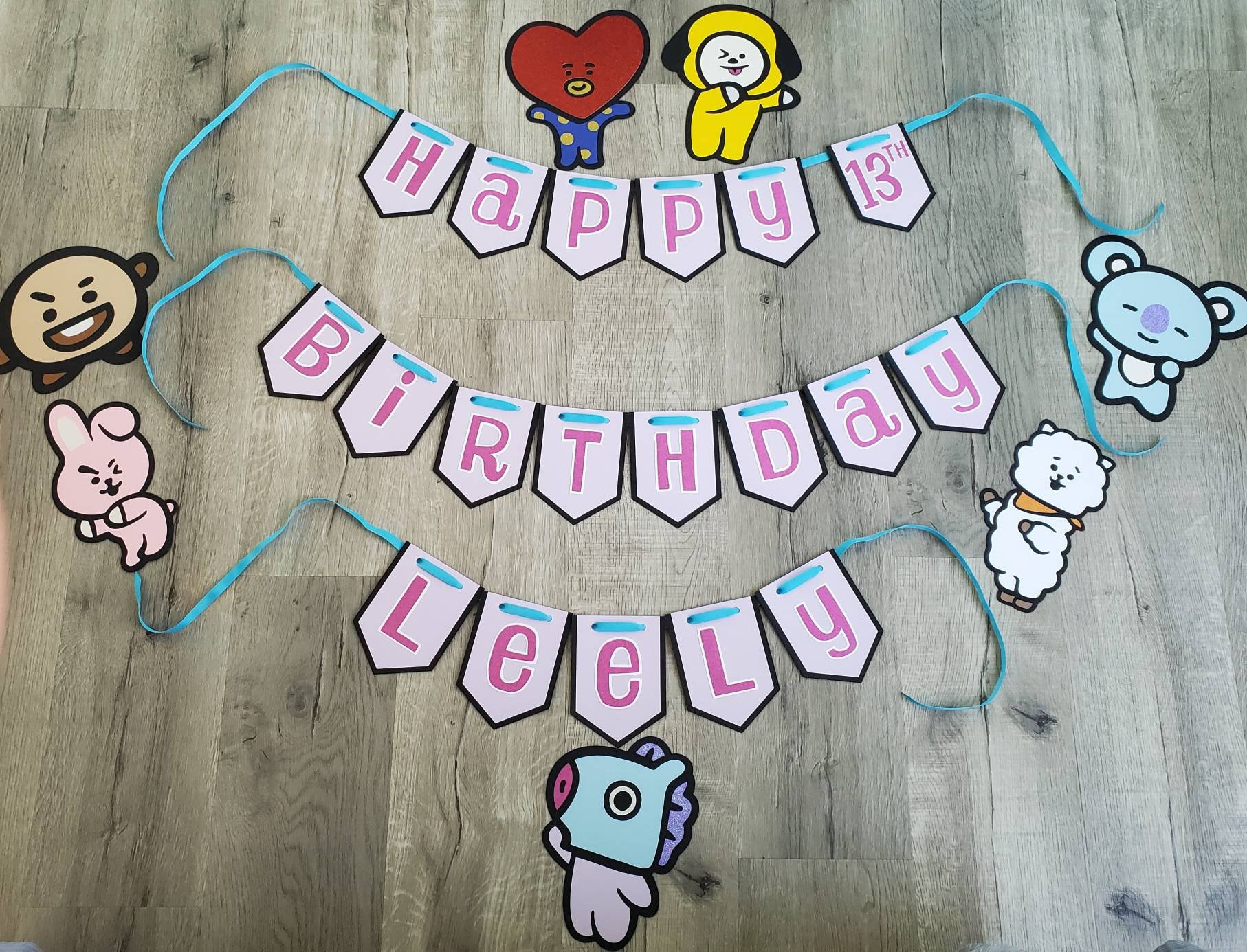 KPOP banner BTS Birthday banner with 7 character cutouts | Etsy