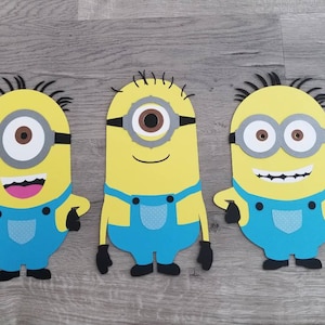 Minion Birthday, Minion Decorations set of 3 diecut cardstock 11.5&quot;, Birthday party decorations 1-sided