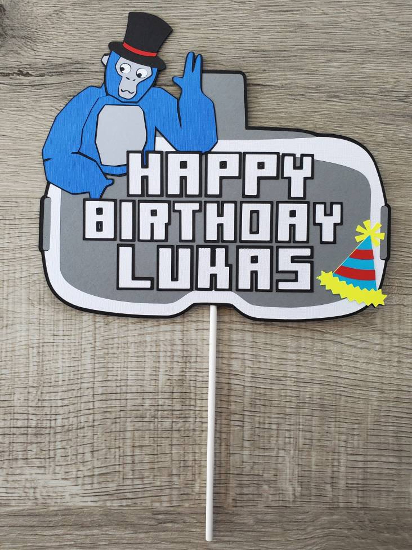 Gorilla Cake Topper Gorilla Tag Birthday Vr Birthday - Etsy