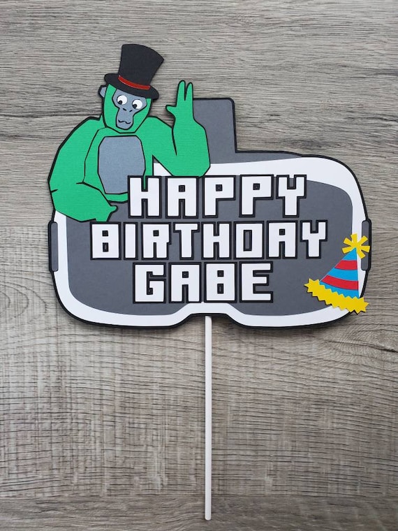 GORILLA TAG GAME INSPIRED BIRTHDAY Cake Topper ANY NAME AGE