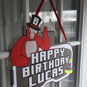 Gorilla Tag door sign, Gorilla decorations, VR Birthday on ribbon ready to hang