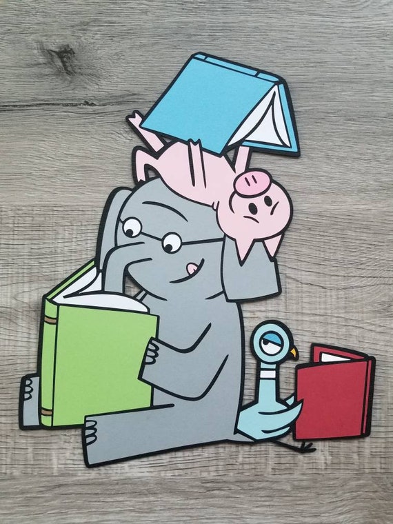 Elephant and Pig book characters, classroom decorations diecut cardstock 11.5"