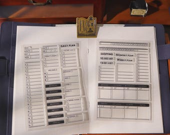 All-in-One Time Management Clear Stamp | Daily Plan, Timeline, Checklist, Meal Plan, Header Transparent Stamps