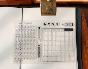 Habit Tracker Clear Stamp | Monthly Plan Calendar Transparent Rubber Stamps | Bullet Journal Planner Accessories Journaling Supplies