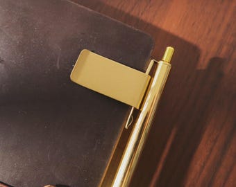Stainless Steel or Brass Pen Clip | Vintage Metal Pen Holder | TN Accessories | DIY Leather Journal