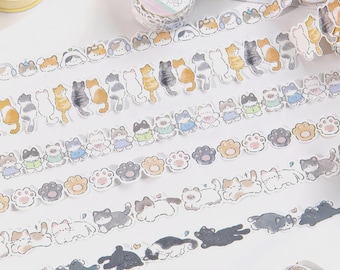 Kawaii Cat Shaped Washi Tape | Cute Kitten Decorative Tape | Planner Junk Journal Scrapbooking Kids Craft Collage Supplies | Gift Wrapping