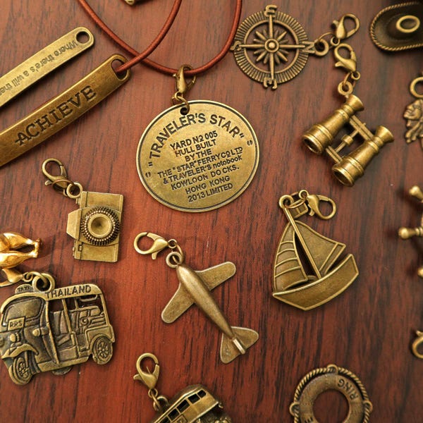 70 Designs Vintage Bronze Journal Charm | Silver Pendant for Travel Journal | Personalized TN Accessories | DIY Journal Planner