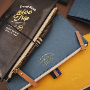 Ultimate Washable Kraft Paper Zipper Pouch with Pen Loop | Must-Have Organizer for Travel Journal |Zipper Pocket Cardholder | TN Accessories