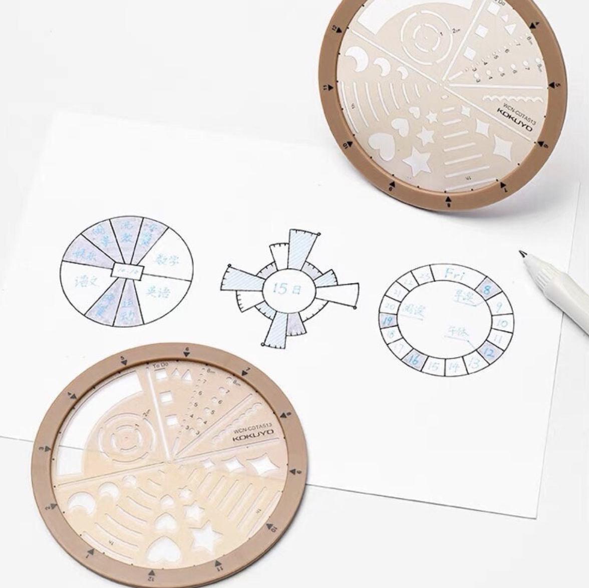 KOKUYO Creative Rotation Ruler | Stencil Ruler | Rotating Circle Ruler ...