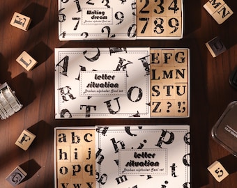 Vintage Alphabet Number Stamp Set | Wooden Planner Stamps