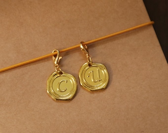 Vintage Wax Seal Style Gold Letter Charm | Personalized Initial Pendant for Travel Journal | TN Accessories | DIY Journal Planner