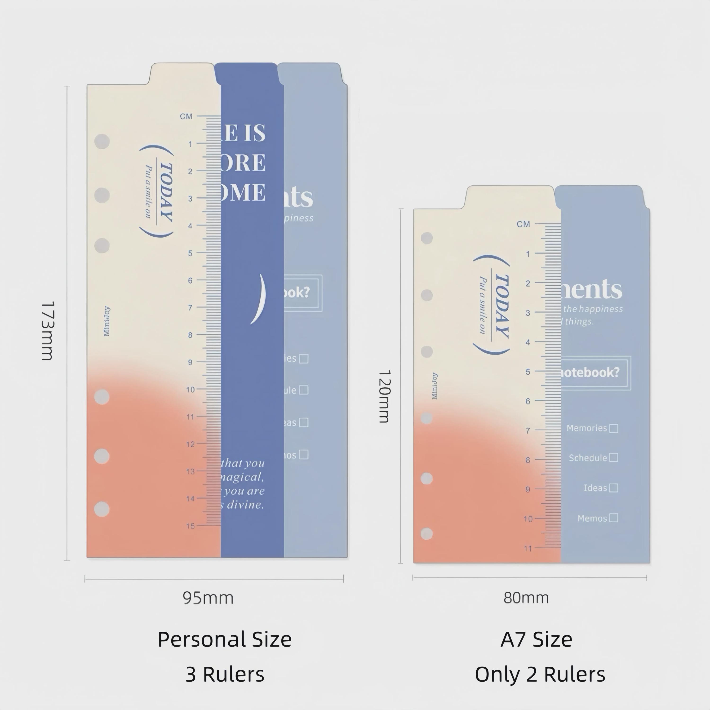 Personal Space Ruler 6 Ring Planner Ruler Bookmark Divider | Personal A7 Size | Snap-in ...