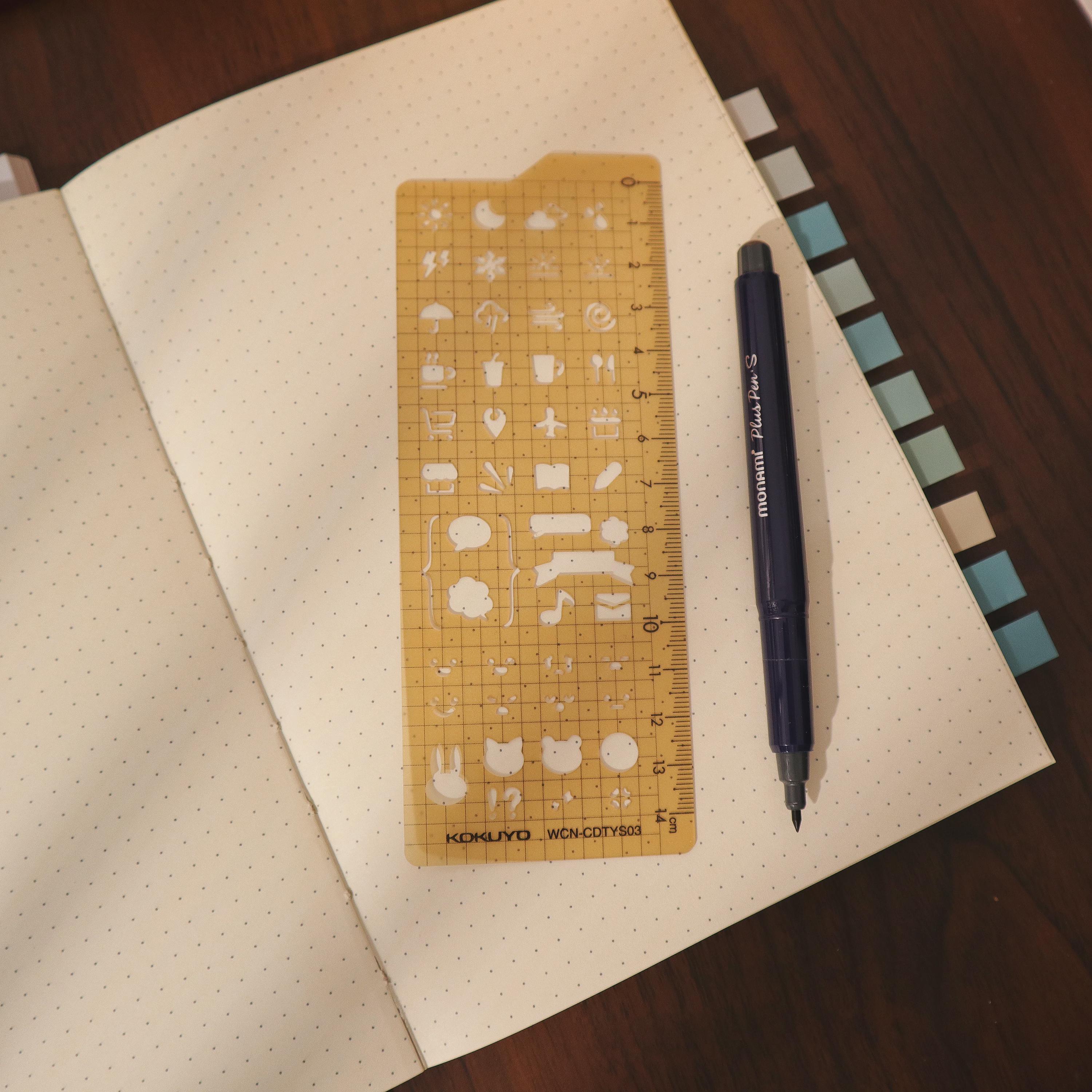 Bullet Journal Ruler KOKUYO Creative Rotation Ruler | Stencil Ruler | Rotating Circle Ruler ...