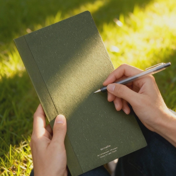 Minimalist Tea-Green Grid Journal | Premium Japanese Cosmo Air 75gsm | Fountain-Pen Friendly | 320 Pages | A5 TN B6 A6 Size