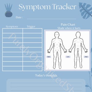 Chronic Illness Symptom Tracker | Pain Chart + Trigger Log + Daily Notes | Printable PDF Health Planner Sheet