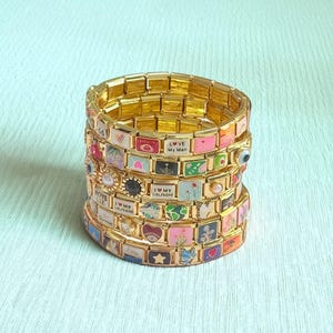 Gold Italian Bracelets, Vintage Style Italian Jewelry, Italian Charm Bracelets With Gift Box, Gold Italian Charms Bracelet For Friends