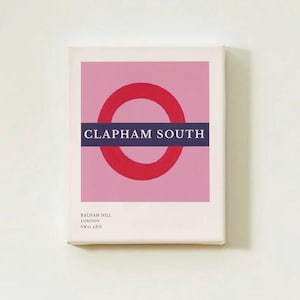 Impressão de arte digital inspirada no metrô de Clapham South | Download de pôster do metrô de Londres | Arte de parede para impressão | Decoração moderna para viagens no Reino Unido