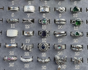 Set verstelbare punkringen – vintage zilveren stapelbare ringen, grunge Y2K titanium open band sieraden, uniseks retro statement ringen cadeau