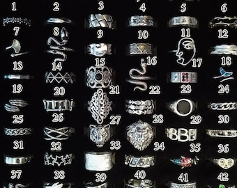 Set verstelbare punkstatements – vintage zilveren grunge Y2K stapelbare titanium ringen, zilveren ster open band sieraden, uniseks retro ringen.