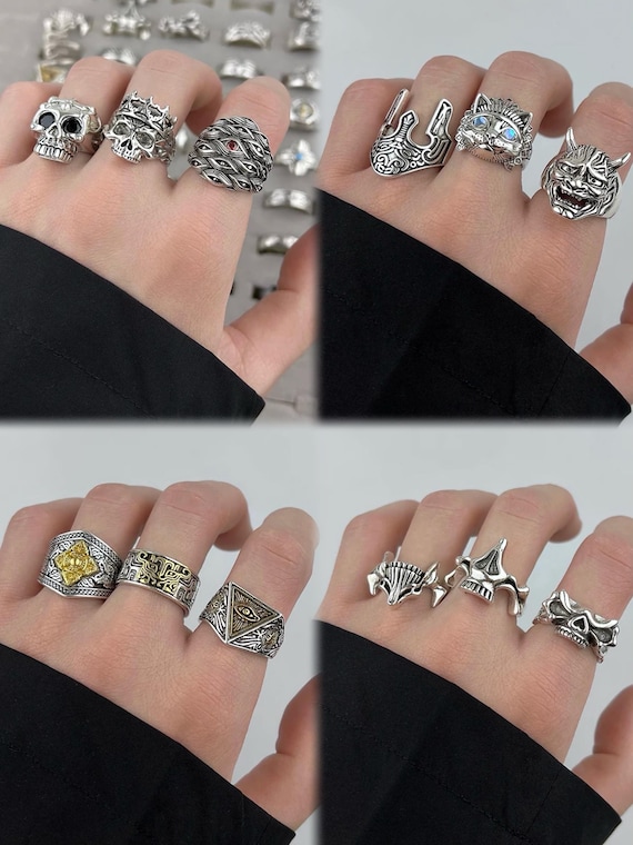 Vintage Cat Bell Rings For Women Romantic Animal Cat Ear Aesthetic Couple Ring C