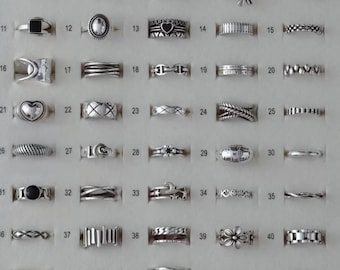 Vintage punk verstelbare ringen set, grunge Y2K stapelbare zilveren ringen, uniseks open band ster titanium ringen, retro stapelbare ringen, gothic ring