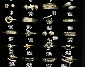 Vintage Punk Adjustable Rings Set – Retro Silver Stackable Titanium Bands, Grunge Y2K Open Star Rings, Unisex Statement Jewelry,Gothic Rings