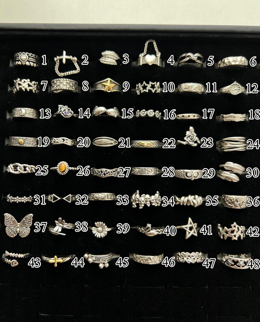Silver Rings Y2k Punk Statement Rings Set,vintage Silver Grunge Y2K Stackable Titanium ...