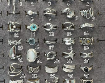 Vintage verstelbare ringen set, punkzilveren grunge Y2K-ringen, stapelbare titanium open bandringen, uniseks retro statement-ringen, sieraden uit de jaren 90 cadeau