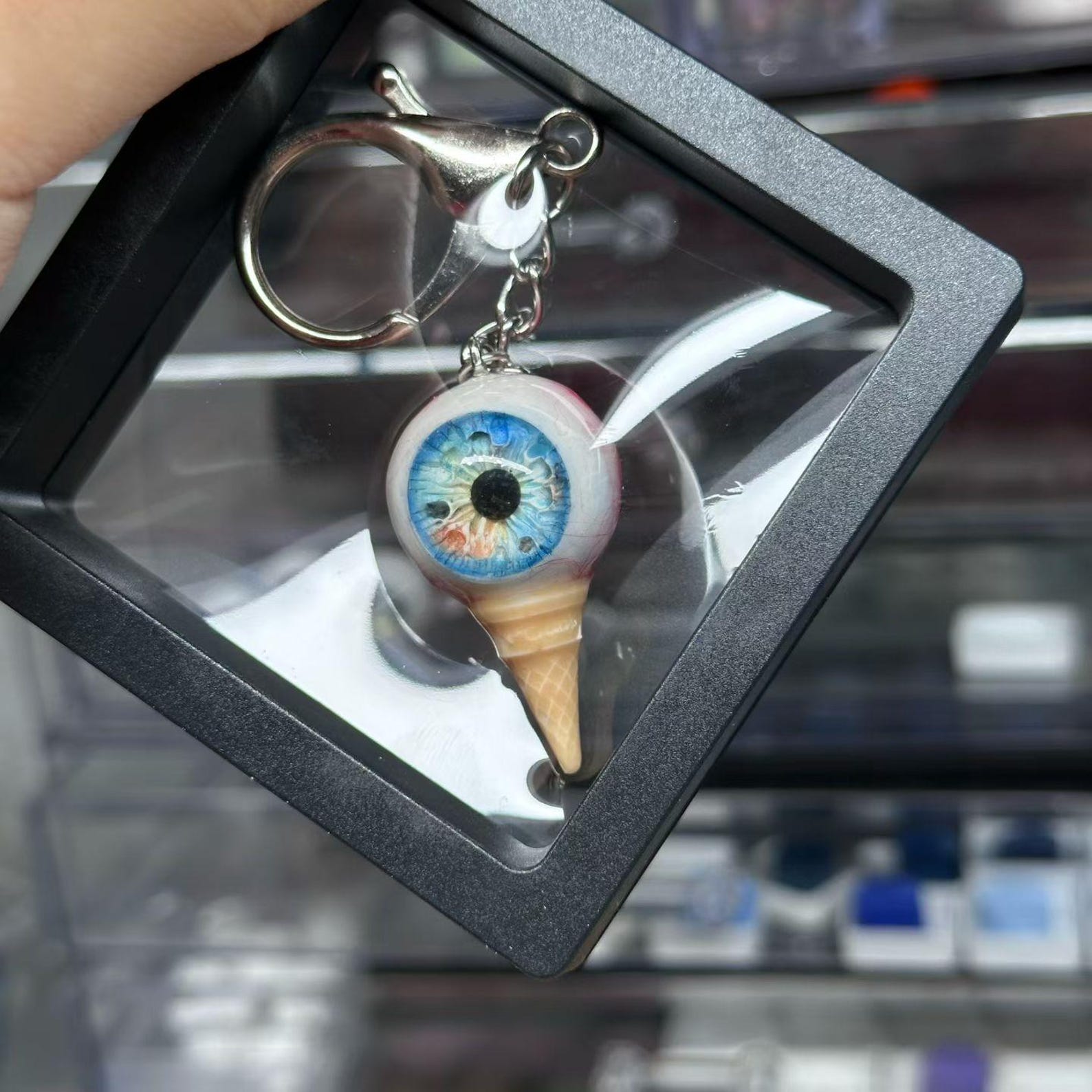 Punk Ice Cream Eyeball Keychain, Gothic Pink Eyeball Necklace, Y2K