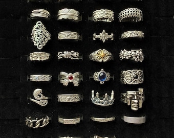 Vintage punk open ringen set, retro opaal ring, gotische stapelbare zilveren ringen, grunge schedelring, Y2K zilveren sterring, uniseks titanium ring cadeau