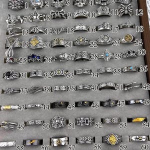 Vintage Punk Statement Adjustable Rings Set,Grunge Rings,Y2K Stackable Titanium Rings, Gothic Silver Open Band Rings,Unisex Retro Rings.