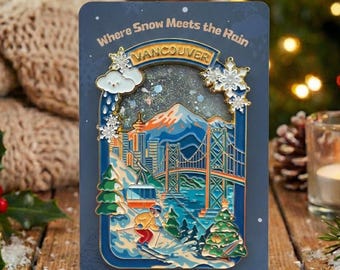 Vancouver Floating Glitter Magnet · Canada Souvenir · Snow Globe Effect · Enamel Style · EverWander