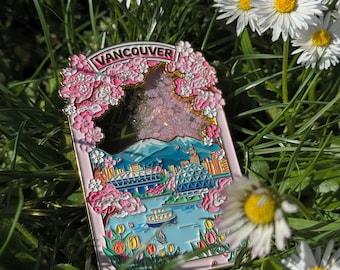 Aimant flottant scintillant Vancouver Spring · Souvenir du Canada · Aimant pour réfrigérateur · Style émaillé · EverWander
