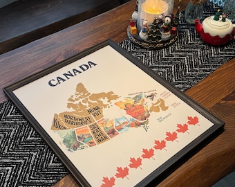 Canada Scratch Off Map with Hanger • Travel Souvenir Poster • EverWander
