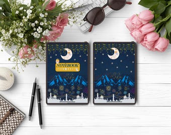 Digital anteckningsbok, Goodnotes-journal, Notability-planerare, PDF-journal, miljövänligt brevpapper, natthimltema, digital planerare, inspirerande