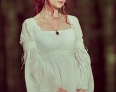 Bohemian wedding dress gauze cotton and lace, adjustable. Versatile romantic eco friendly short hand made gown