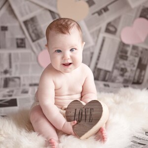 Rustic Wooden Heart Shelf Sitter , heart gifts, personalized baby photo prop , heart photo prop image 8