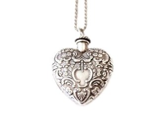 Collier fiole coeur, collier fiole, collier fiole commémorative, collier coeur en argent sterling, collier fiole vide