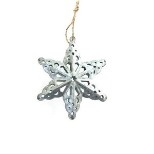 Galvanized Metal Snowflake Ornaments / galvanized Christmas ornaments, tin ornaments Christmas, metal Christmas ornaments