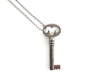 Skeleton Key Necklace ,  vintage key necklace , heart key necklace , key jewelry , heart shaped key