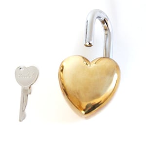 Heart Padlock , Love Lock , 21 years, 21st anniversary gift, brass anniversary gift , 21 anniversary gift , vintage padlock , brass gifts image 5