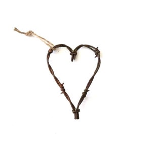 Rustic Heart Ornament , folk heart , barbed wire heart ornament , rusty christmas ornaments , rustic ornaments , southwestern ornaments image 3