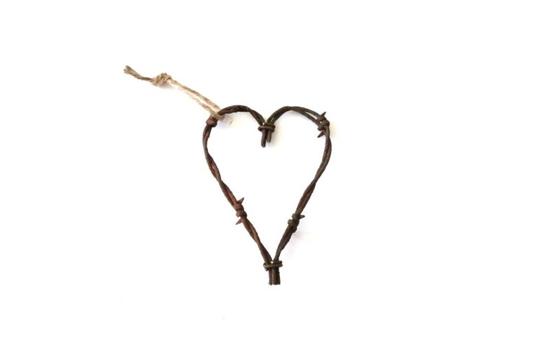 Rustic Heart Ornament , folk heart , barbed wire heart ornament , rusty christmas ornaments , rustic ornaments , southwestern ornaments image 3