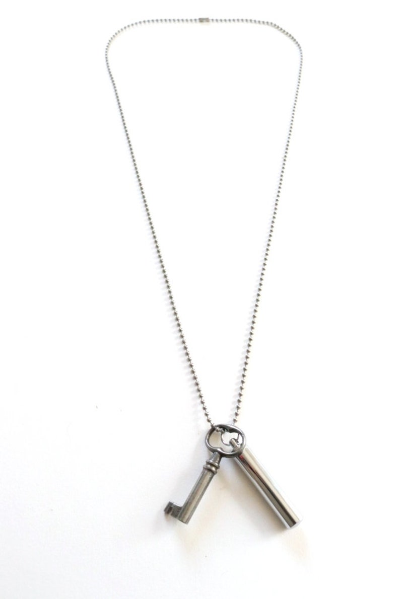 Vial Necklace , memorial necklace , secret message necklace , metal vial , ash necklace image 6