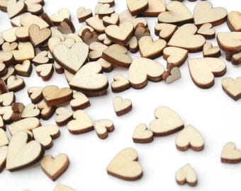 100 Tiny Wooden Hearts . Wedding Confetti . heart confetti . rustic wedding decor . small wood heart